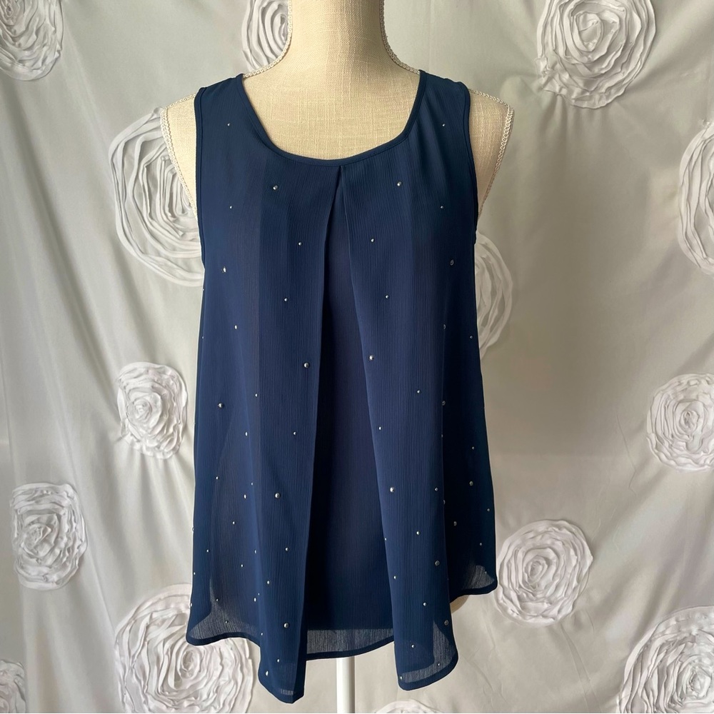 Juicy Couture pleated woven tank, regal navy blue, S
